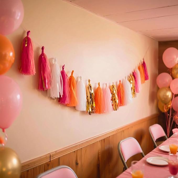 Shiny Tassel Garland Tissue Paper Tassel Banner, Tassels Decorations - Image 5