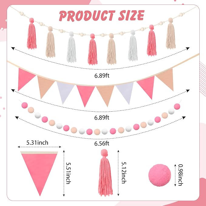 Hahafelt 4 Pcs Baby Shower Party Decoration Kit Pennant Bunting Banner Tassel - Image 2