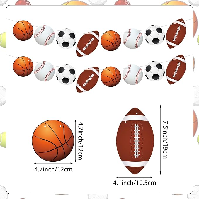 2 Pcs Sports Party Decorations Sport Party Banner Basketball Football Soccer - Image 2