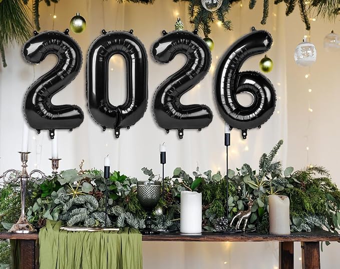 2026 Number Black Balloons 40Inch Balloon - Image 4