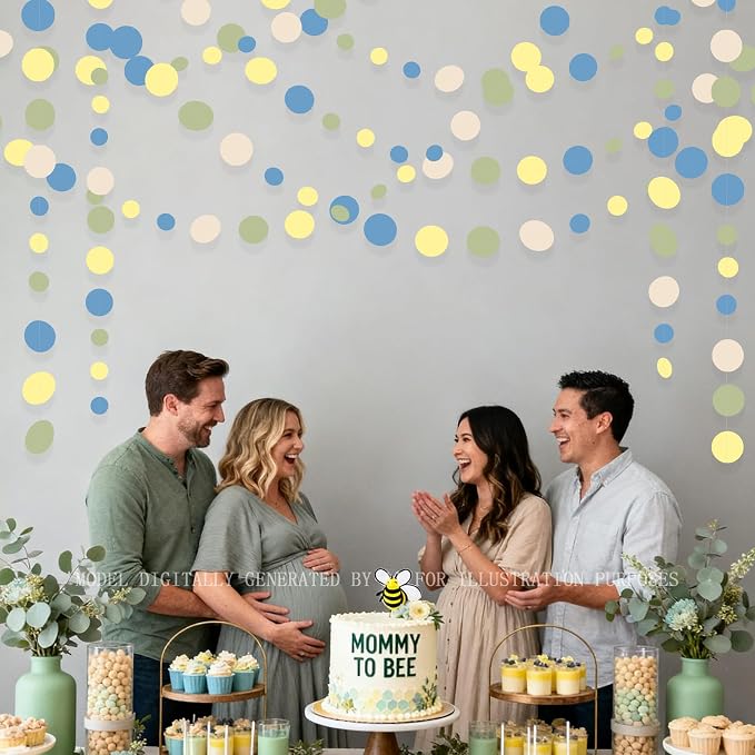 Sage Green Dusty Blue Yellow Beige Polka Dots Garlands Olive Green Macaron - Image 7