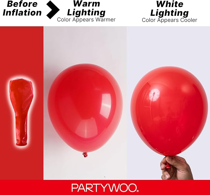 PartyWoo Red Balloons 155pcs Different Sizes of 18 12 10 5 Inch | Balloons - Image 3