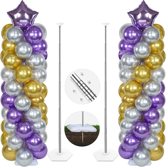 YALLOVE 2-Pack Adjustable Metal Balloon Column Stands by YALLOVEPARTYSUPPLIES