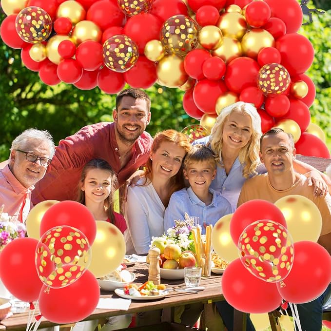 Red Gold Balloon Arch Garland Kit - Image 3