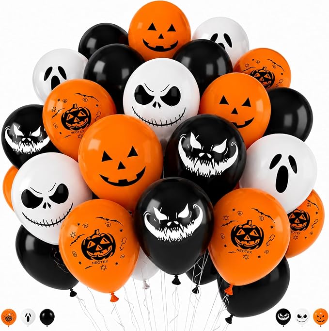 Halloween Party Balloons Black Orange White Ghost Spooky Balloon | 12Inch - Image 9