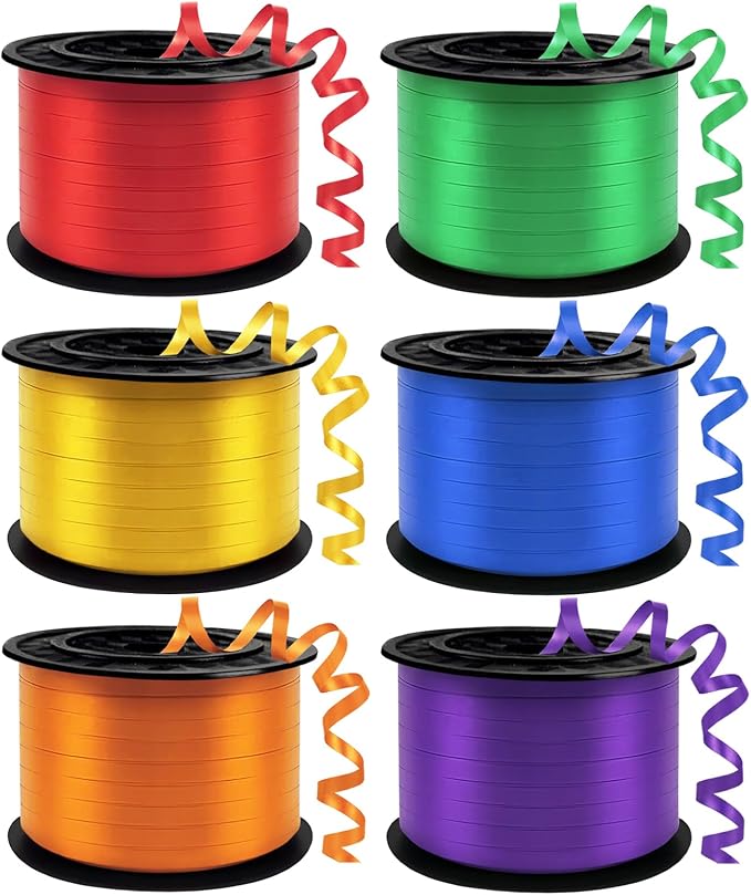 1/5 Inch Curling Ribbon, Set-600 Yards Rainbow Ribbon, 6 Assorted Colors by YCDMLJC