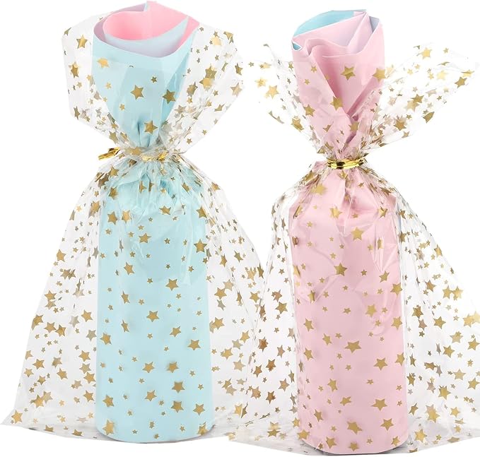 COQOFA 200 Pcs Star Printed 5"X7" Gift Wrap Cello Cellophane Clear Candy Cookie - Image 6