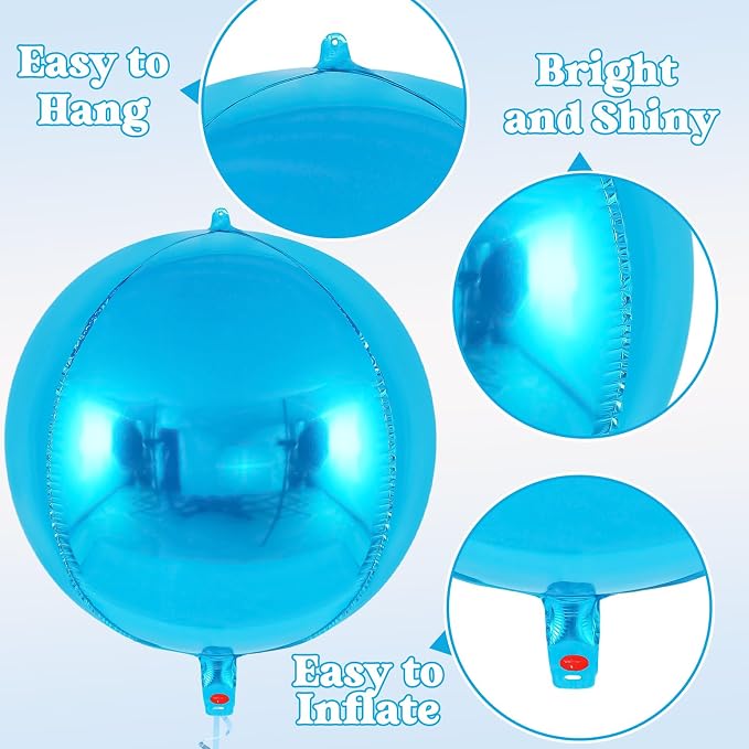 Metallic Blue Balloons, 22 Inch Large Sphere Round Balloons - Image 5