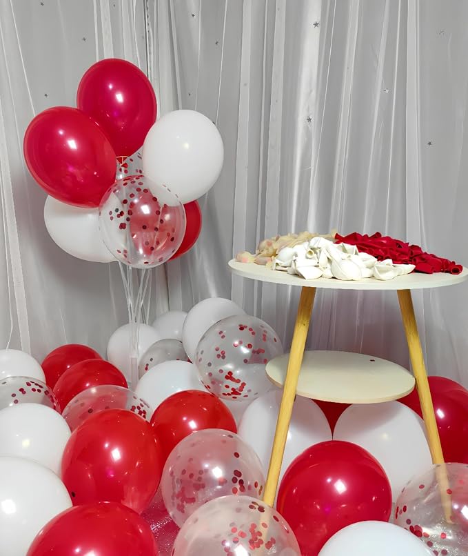 300 Pack Red and White Balloons 12 Inch Red Confetti Balloon - Image 6