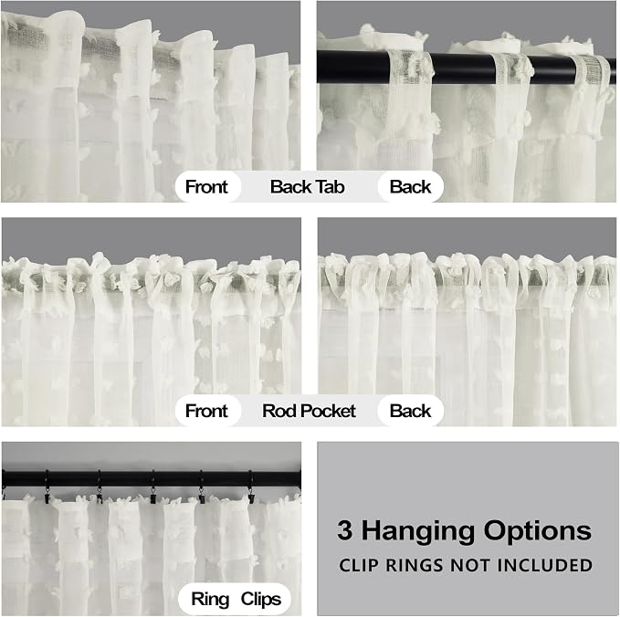 KOUFALL Cream Off White Curtains 96 Inches Long - Image 3