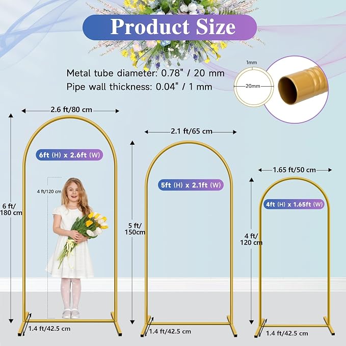 Hemmotop Metal Arch Backdrop Stand, 4FT | Easy to Assemble, Square Stable Base - Image 2