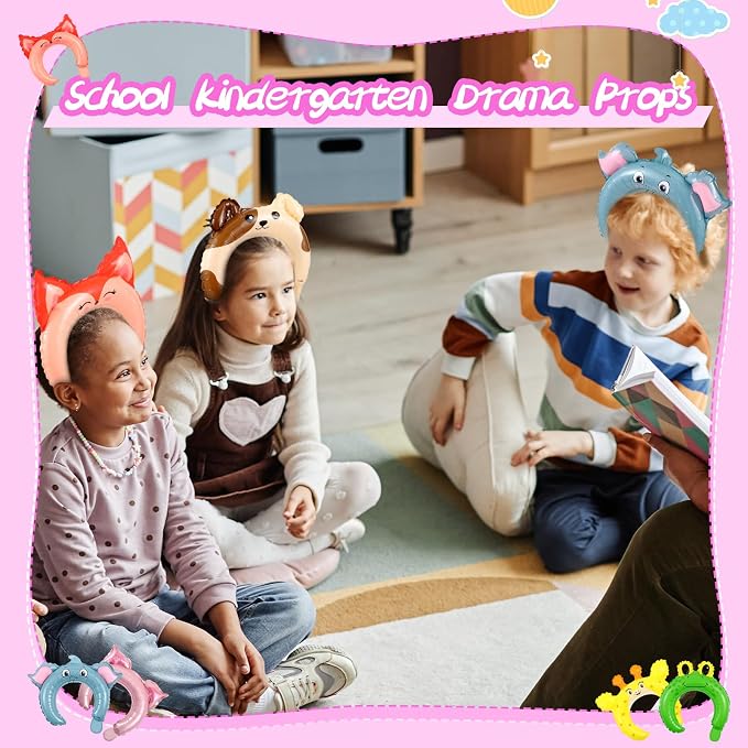 Liliful 200 Pcs Zoo Animal Inflatable Headbands Unicorn Wildlife Safari Balloon - Image 5