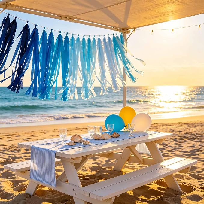 Blue Gradient Tissue Paper Tassels 30pcs, Adding Festive Whimsy to Any - Image 4