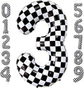 Checkered Number 3 Balloons 40 Inch Giant Race Car Checkered 3 Balloons by LHOAVWE