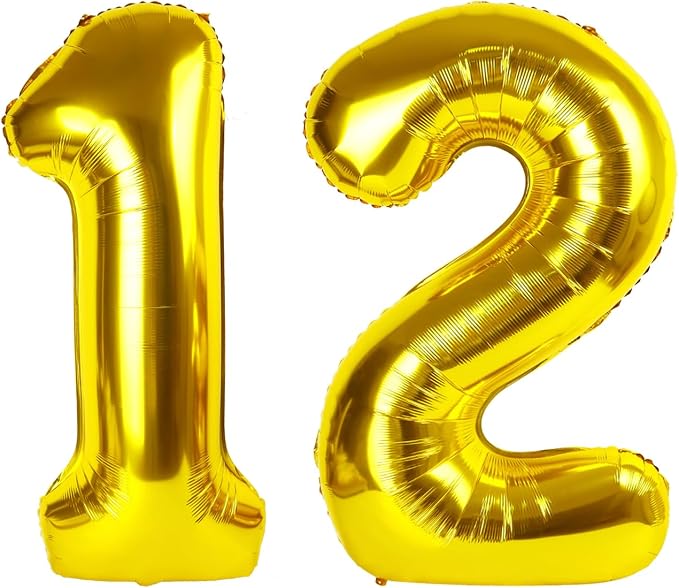 Number Balloons 40 Inch Gold 12 Balloon by Mluchee
