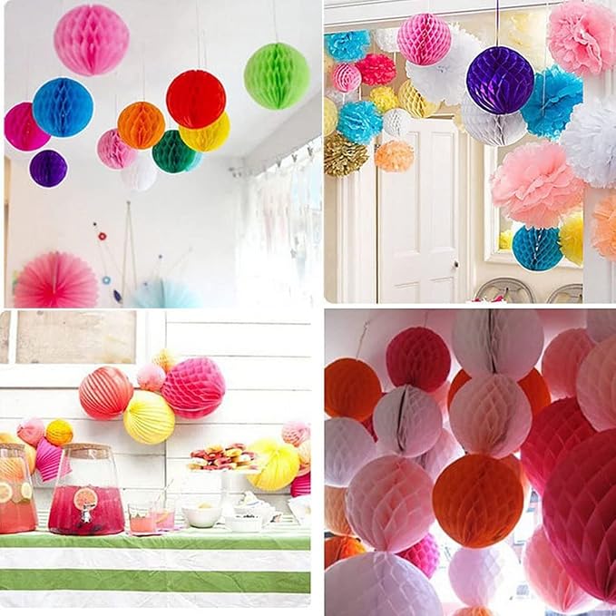 15pcs Honeycomb Balls Decorations 4'' 6'' 8'' Yellow Paper Honeycomb Balls | - Image 3