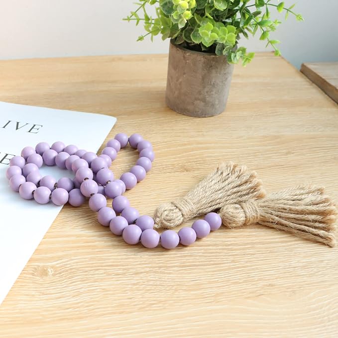 Meplait 39in Wood Bead Garland, Farmhouse Beads - Image 4