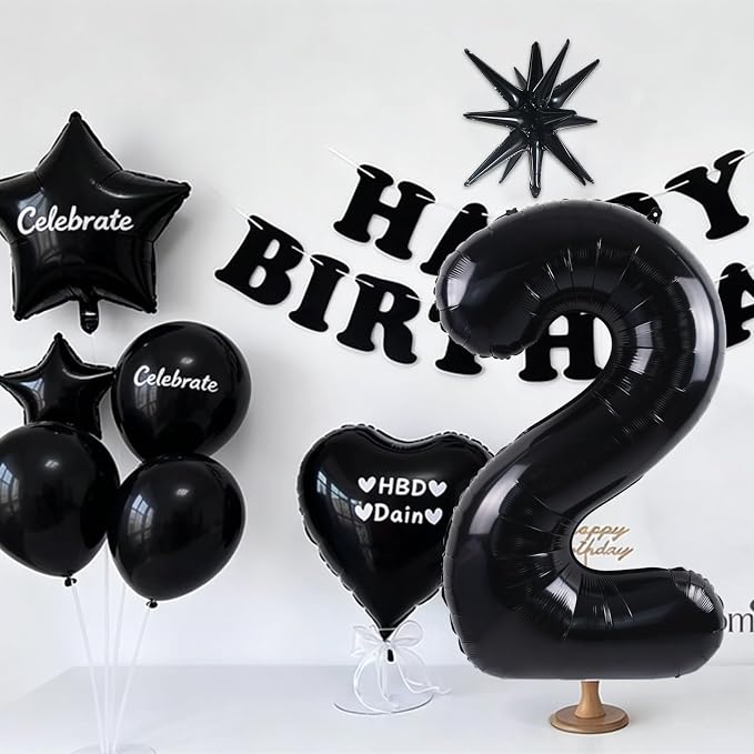 TONIFUL 3rd Birthday Balloons Kit 40 Inch Black Large Number 3 Foil Balloon | - Image 6
