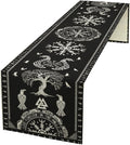 Ancient Abstract Pattern Table Runner, Tree of Life Eagle Dragon Boat Rudder Black and White Table Runner for Party Kitchen Dinner Cafe Bedroom Living Room Table Runner 13x120 Inch