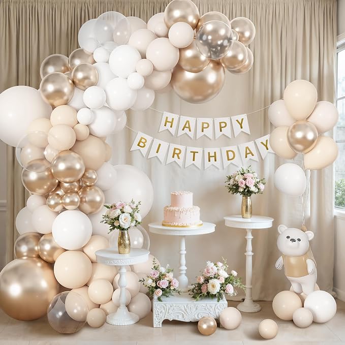 164Pcs White Sand Champagne Gold Balloons Garland Arch Kit | Different Sizes 18 - Image 5