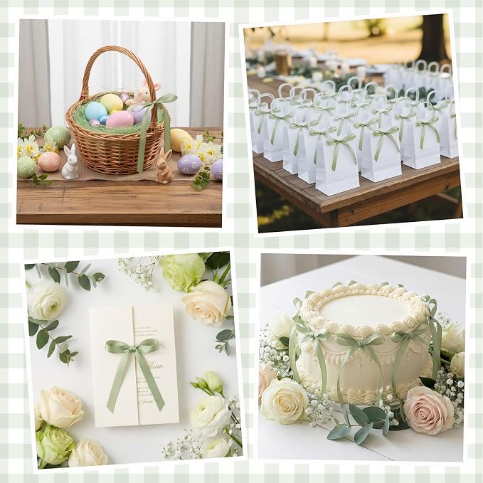 30 Pack Sage Green Bow Cake Toppers Ribbon Bows - Image 7
