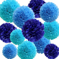 12Pcs Blue Hanging Tissue Paper Pom Poms, Pompoms Flowers by SIPRKAICT