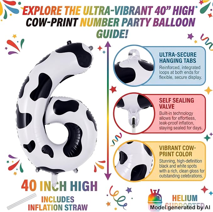 40 Inch Cow Print Number 16 Balloon - Image 2