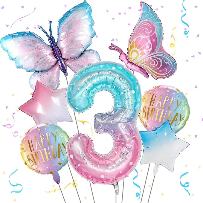 Butterfly 3rd Birthday Decorations by Isndare