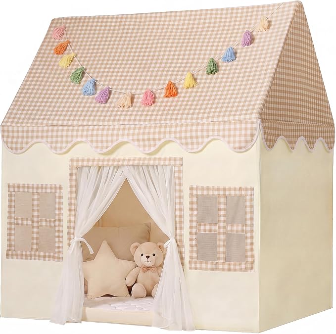 Kids Play Tent Indoor: with Mat, Tassel Garland by Senodeer