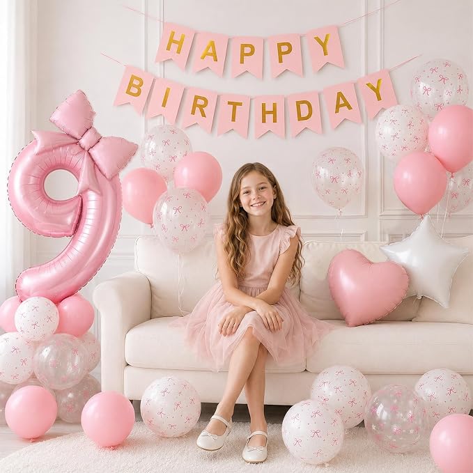 9th Pink Bow Birthday Decorations - Image 3