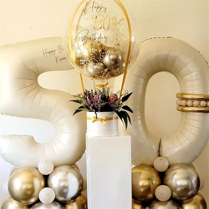 40 Inch Balloon Number 9 Beige, Large Cream Foil Number Balloons Set 0-9 - Image 5