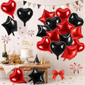 TONIFUL 18 Inch Black Red Star and Heart Foil Balloons by TONIFUL