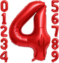 Red 4 Number Balloons, 40 Inch 4 Balloons Foil Mylar Helium Big Red 4 Balloon by BBPOOL