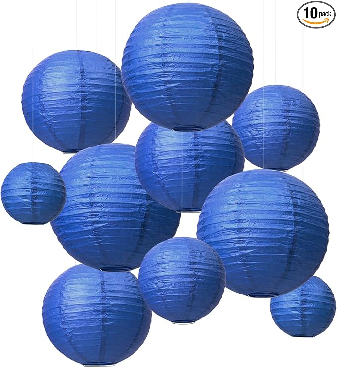 LIHAO 10pcs Blue Paper Lanterns, Graduation Party Classroom Decor | Chinese by LIHAO