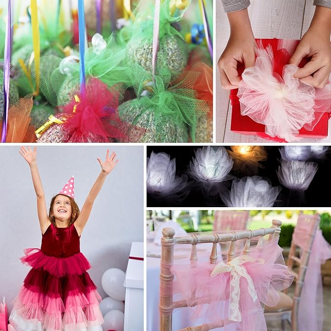 54" by 20 Yards Tulle Fabric Rolls Lavender Ribbon Tutu Spool Bolt for DIY Wedding Decoration Baby Shower Tutu Skirt Gift Wrapping Large Matte Tulle, Roll Packaging (Lavender)