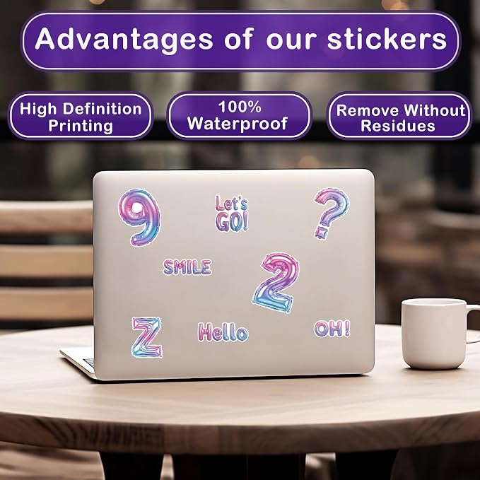 50 Pcs Balloon Letter Stickers Cute Alphabet Vinyl Decal Custom Phrase Sticker - Image 3