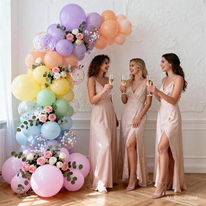 Pastel Balloon Arch Kit, Pastel Rainbow Balloon Arch Kit, Party Decor | Red - Image 4
