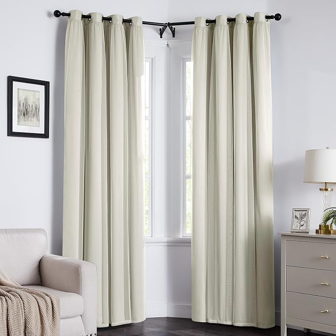 100% Blackout Curtains for Bedroom, Double Layer Ivory Curtains, Room Darkening - Image 8