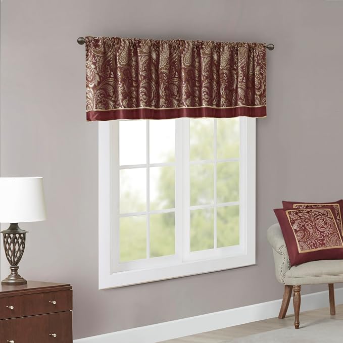 Madison Park Aubrey Faux Silk Paisley Jacquard, Rod Pocket Curtain - Image 2