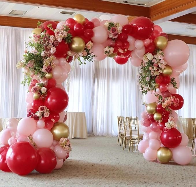 Red Balloons Double Stuffed Different Sizes Balloon Arch Kit | Dark Red Balloon - Image 9