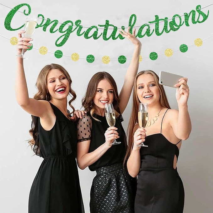Green Congratulations Banner Sign Prestrung Congrats Banner Garland - Image 5