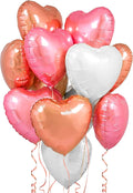 KatchOn White and Pink Heart Balloons 18 Inch, Heart Shaped Balloons by KatchOn