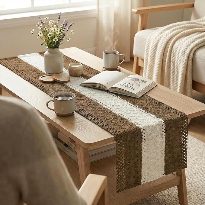 Artoid Mode Coffee Farmhouse Woven Table Runner 12x48 Inch | Seasonal Holiday - Image 5