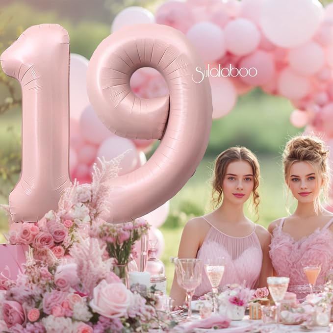 40 Inch Light Pink Number 19 Balloon 0-9 19th Foil Big Giant | Digital - Image 2