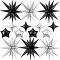14pcs Black Silver Star Balloons, Mixed Star Foil Balloon, 22Inch Explosion by vibzox