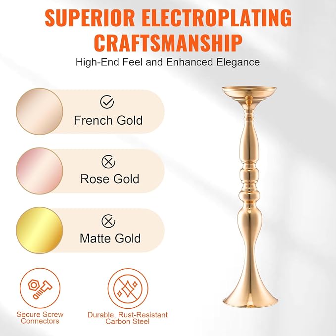 VEVOR 24PCS 50cm/19.7” Tall Wedding Flower Vase, Metal Wedding Centerpiece - Image 3