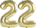 40 Inch Number 22 Balloons for 22nd Birthday Party Decorations, 0-100 Champagne by FOBELEC