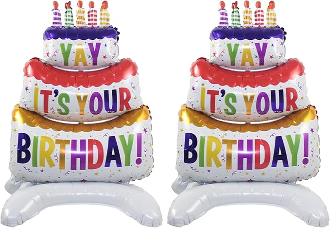 35" Standing Yay Happy Birthday Mylar Balloons 2pk | standing birthday balloon by RychifPartySupplies