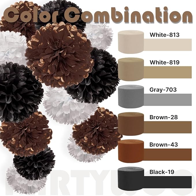 PartyWoo White Beige Sand Off White Crepe Paper Streamers 6 Rolls 492 FT | - Image 3