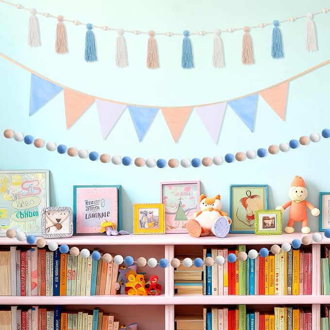 Hahafelt 4 Pcs Baby Shower Party Decoration Kit Pennant Bunting Banner Tassel - Image 8